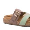 Sandals YOKONO | Pale Green Leather Slide Sandals With Buckle Strap