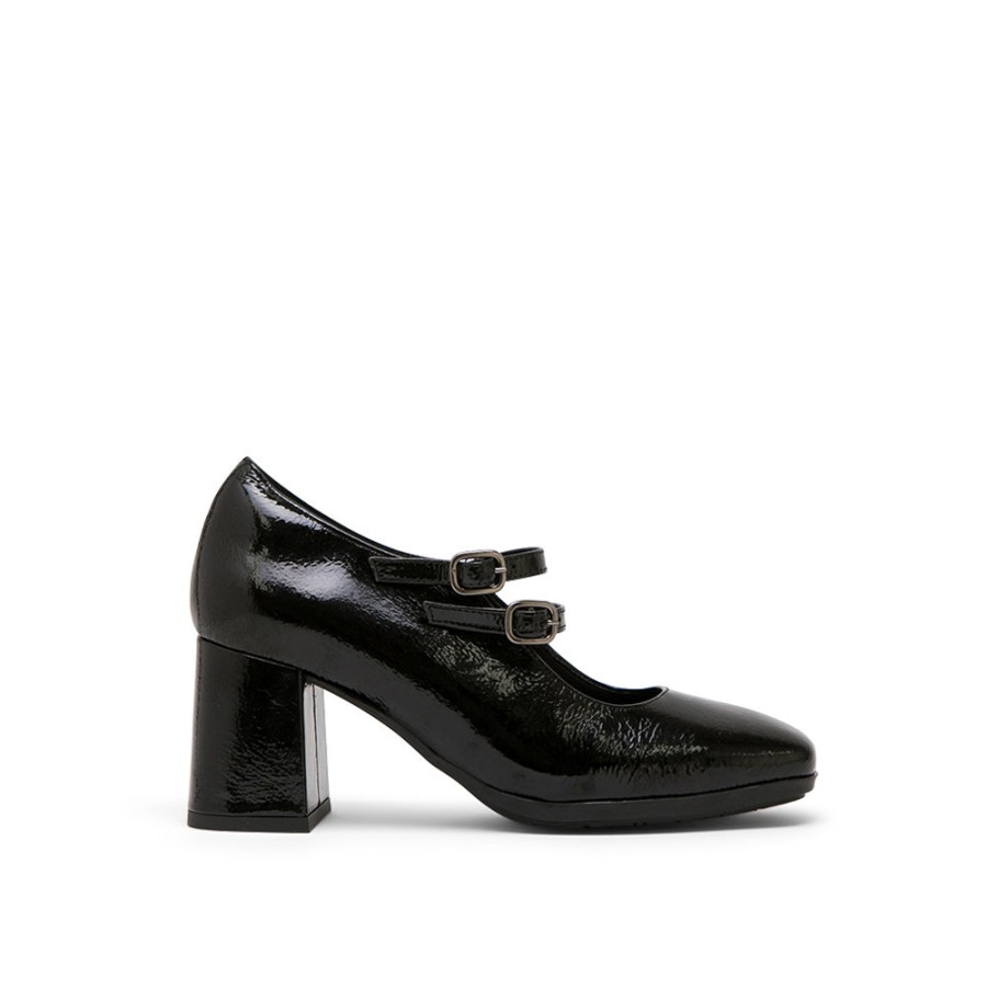 Shoes DESIREE | Black Leather Mary Jane Chunky Heel