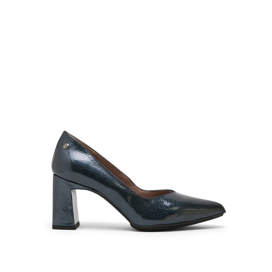 Heels MISWEAR | Dark Blue Leather Stiletto High-Heel Shoes