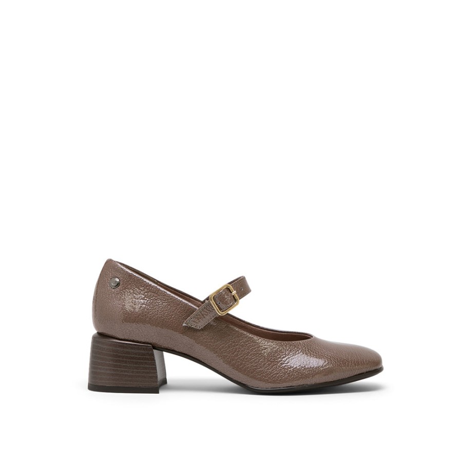 Shoes MISWEAR | Light Brown Leather Mary Jane With Chunky Heel