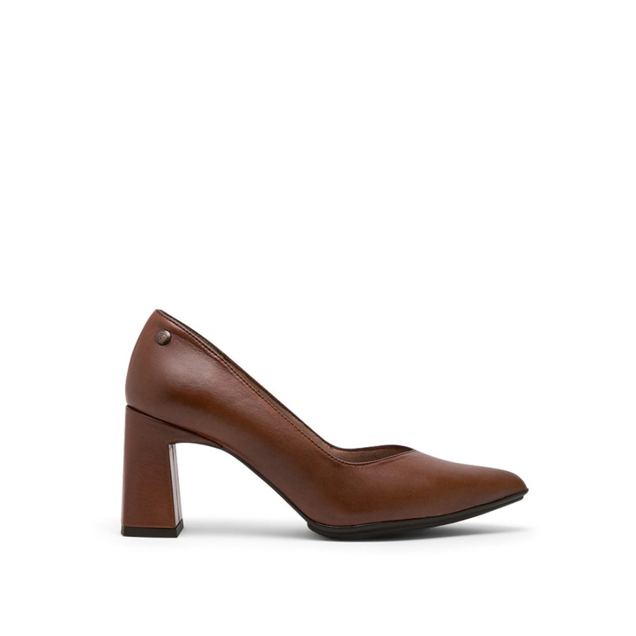 Heels MISWEAR | Brown Leather Stiletto High-Heel Shoes