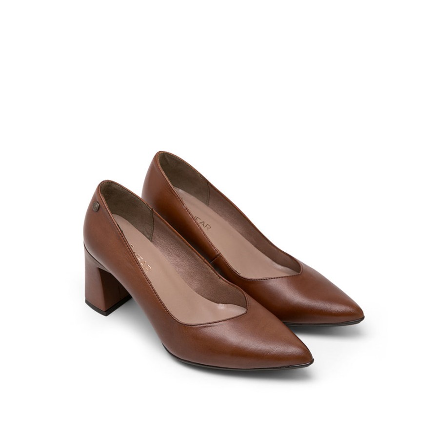 Heels MISWEAR | Brown Leather Stiletto High-Heel Shoes