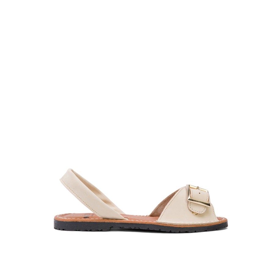 Sandals MISWEAR | Beige Leather Espadrilles With Buckle Strap