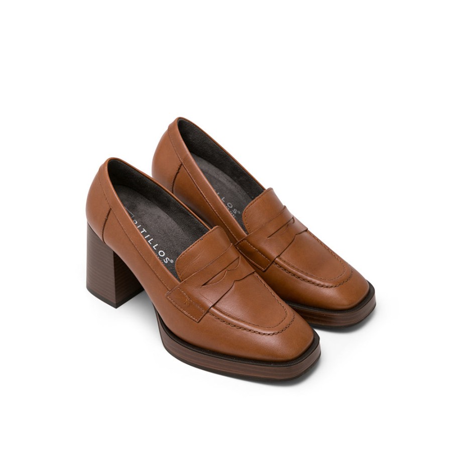 Shoes PITILLOS | Brown Leather High Heel Loafers