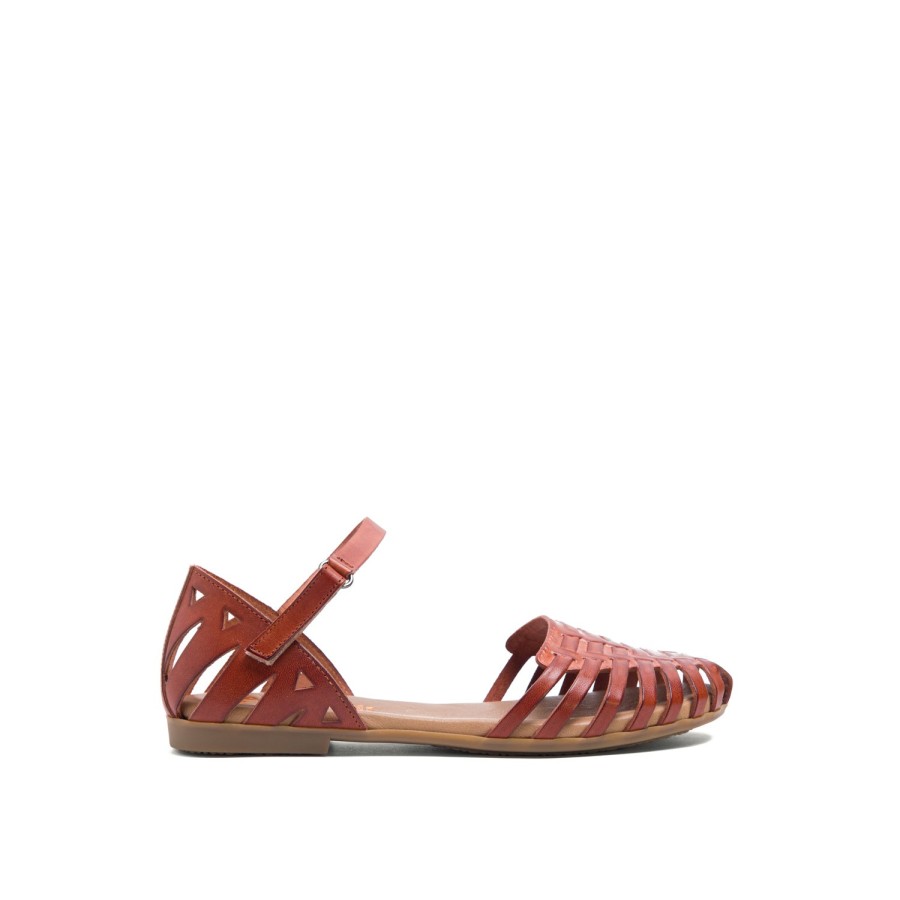 Sandals PORRONET | Brown Leather Flat Sandals With Enclosed Toe