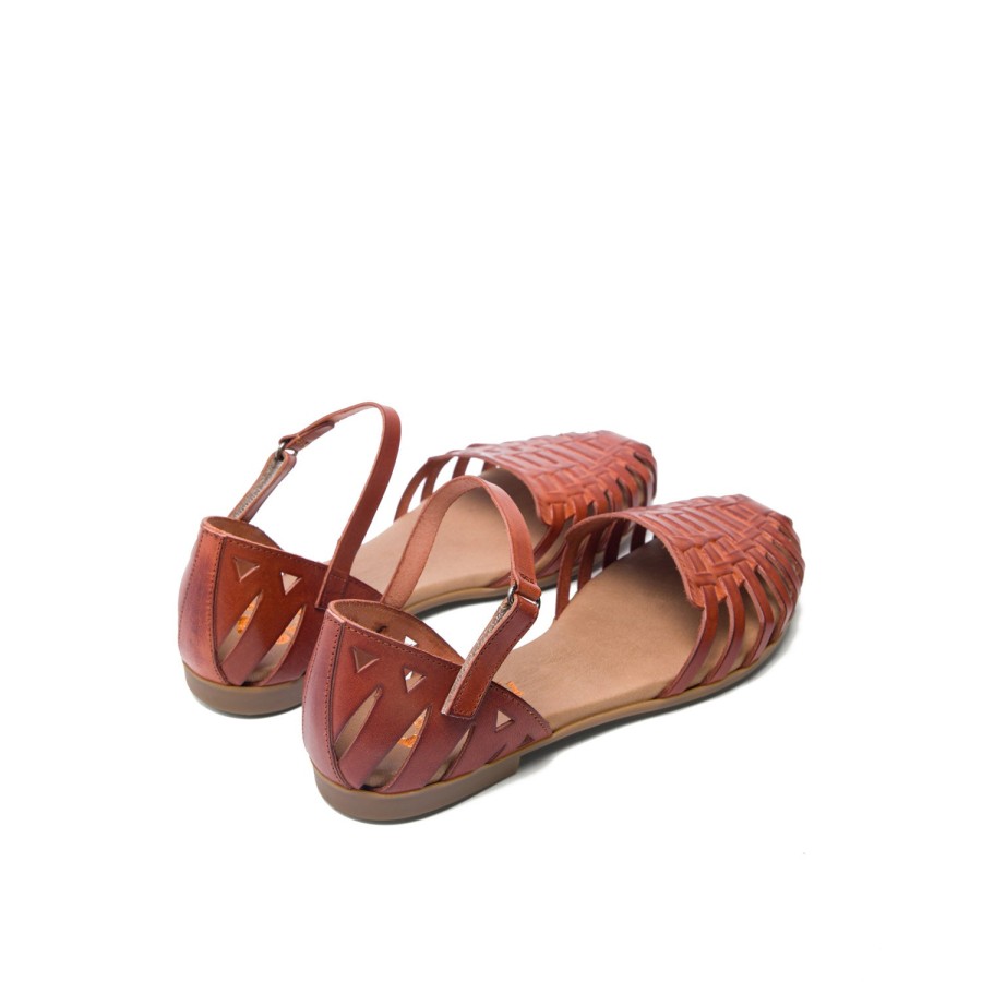 Sandals PORRONET | Brown Leather Flat Sandals With Enclosed Toe