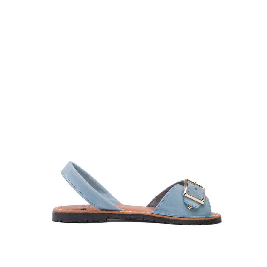 Sandals MISWEAR | Turquoise Leather Espadrilles With Buckle Strap