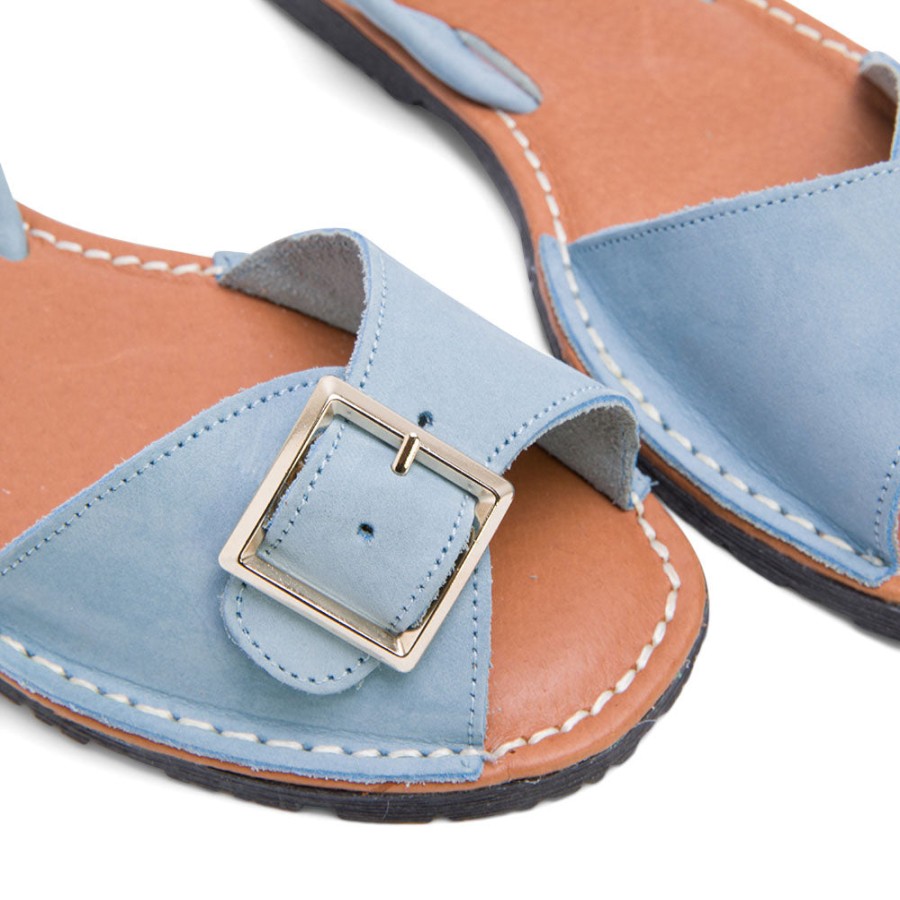 Sandals MISWEAR | Turquoise Leather Espadrilles With Buckle Strap