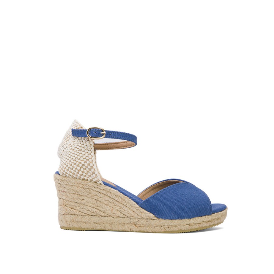 Sandals MISWEAR | Blue Wedge Espadrilles With Peep Toe