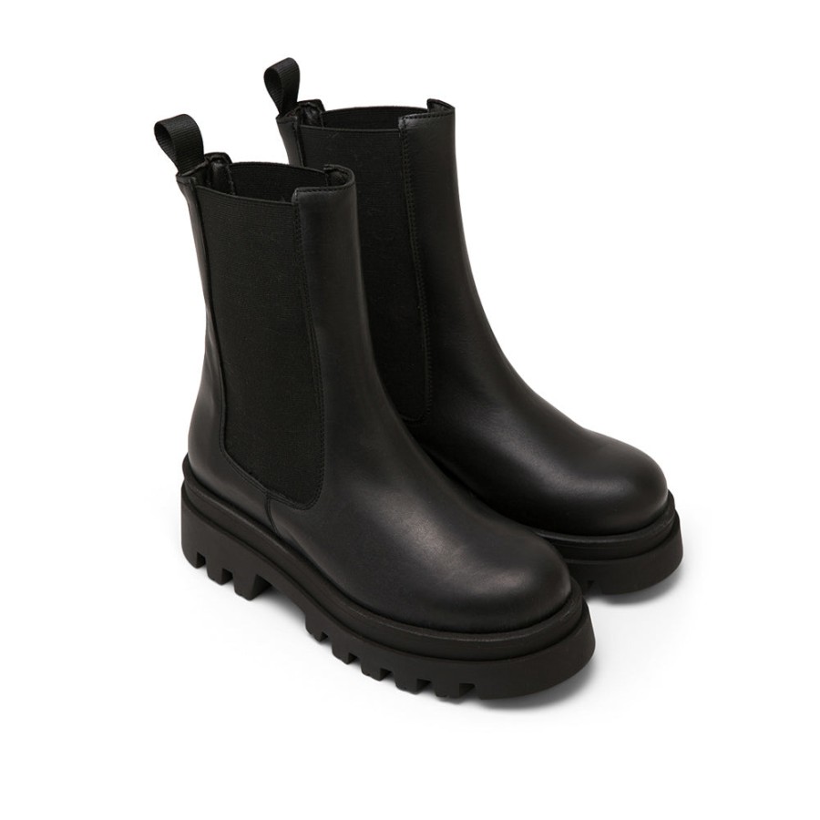 Boots MISWEAR | Black Leather Chelsea Boots With Side Elastic