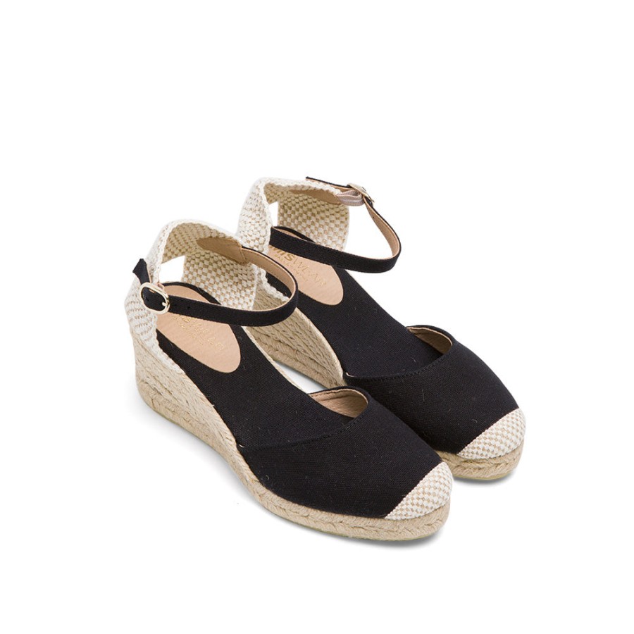 Sandals MISWEAR | Black Wedge Espadrilles With Buckle Up