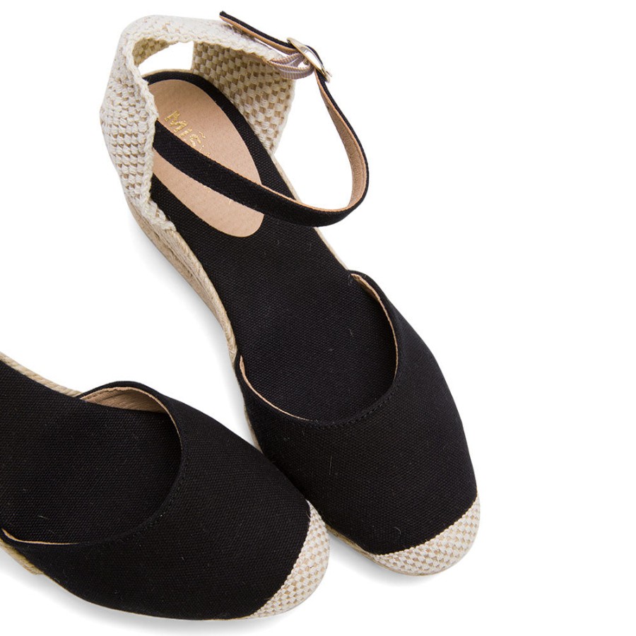 Sandals MISWEAR | Black Wedge Espadrilles With Buckle Up