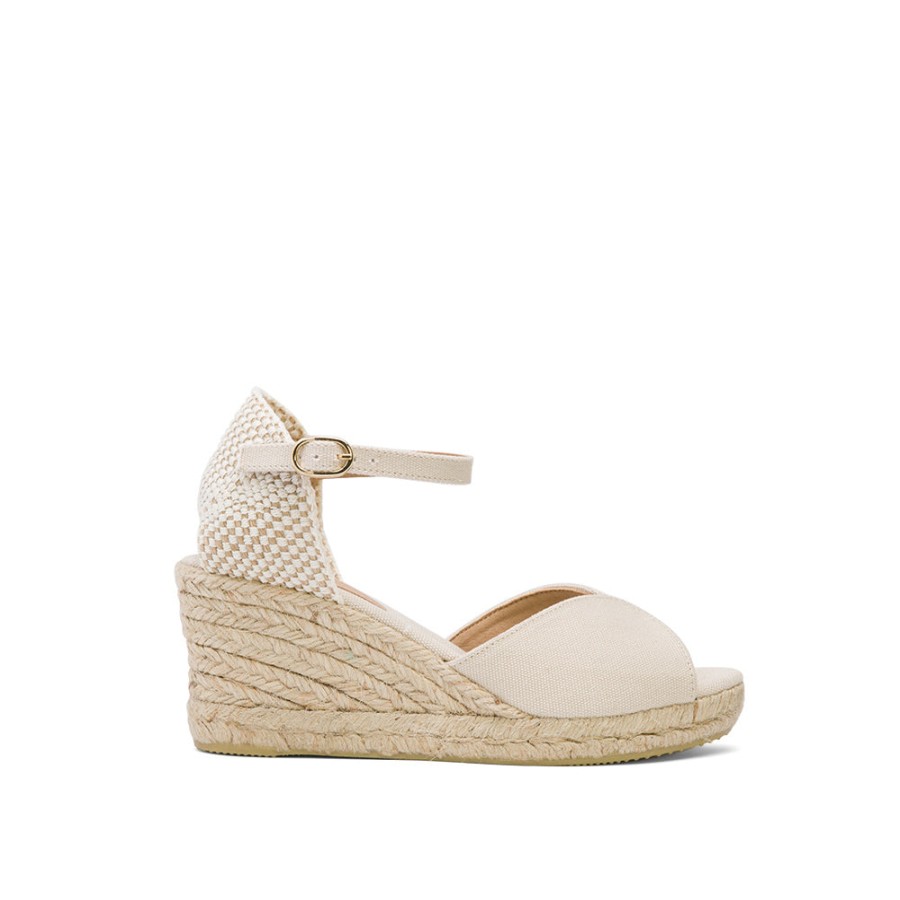 Sandals MISWEAR | White Wedge Espadrilles With Peep Toe