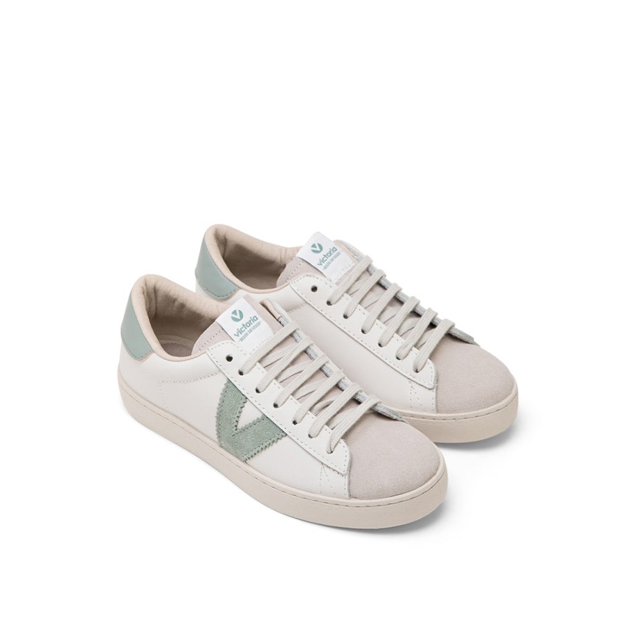 Shoes VICTORIA | Light Green White Leather Sneakers