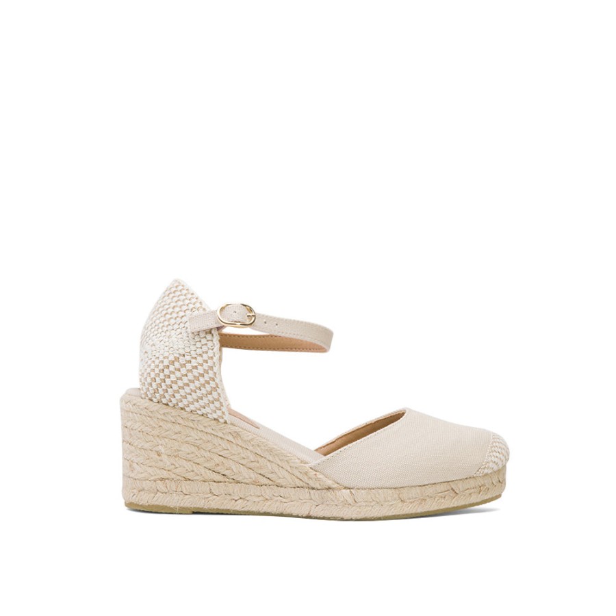 Sandals MISWEAR | White Wedge Espadrilles With Buckle Up