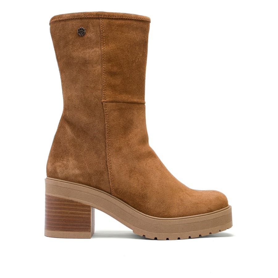 Boots PORRONET | Brown Suede Mid-Calf High-Heel Boots