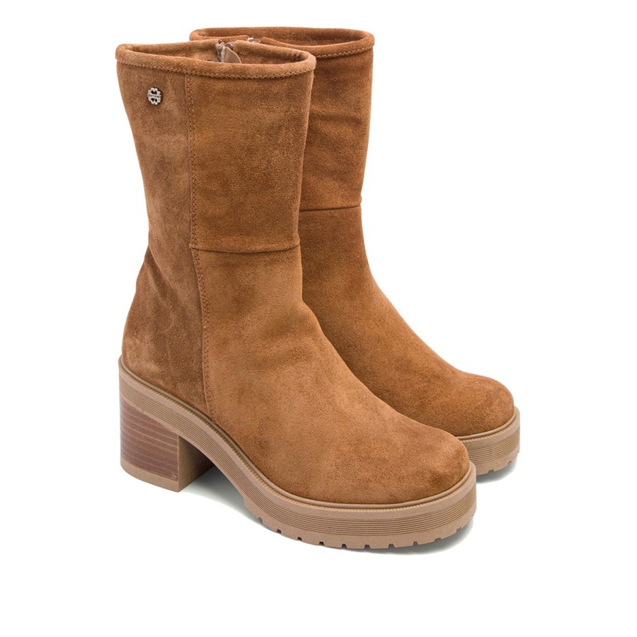 Boots PORRONET | Brown Suede Mid-Calf High-Heel Boots