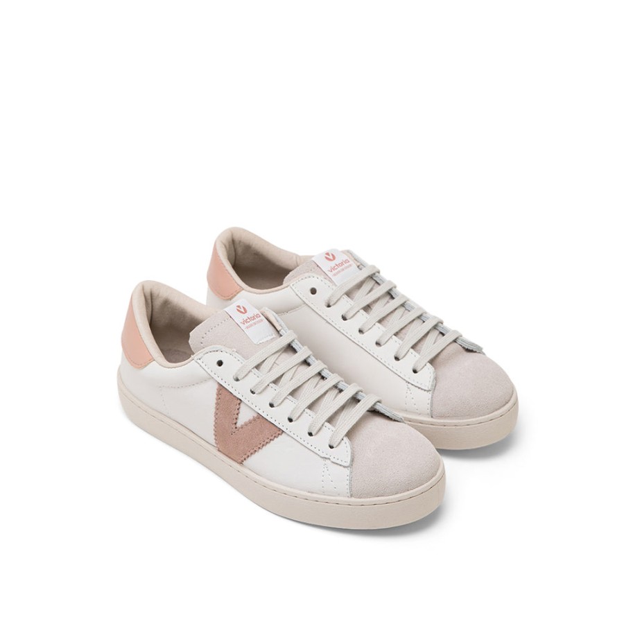 Shoes VICTORIA | Pink White Leather Sneakers