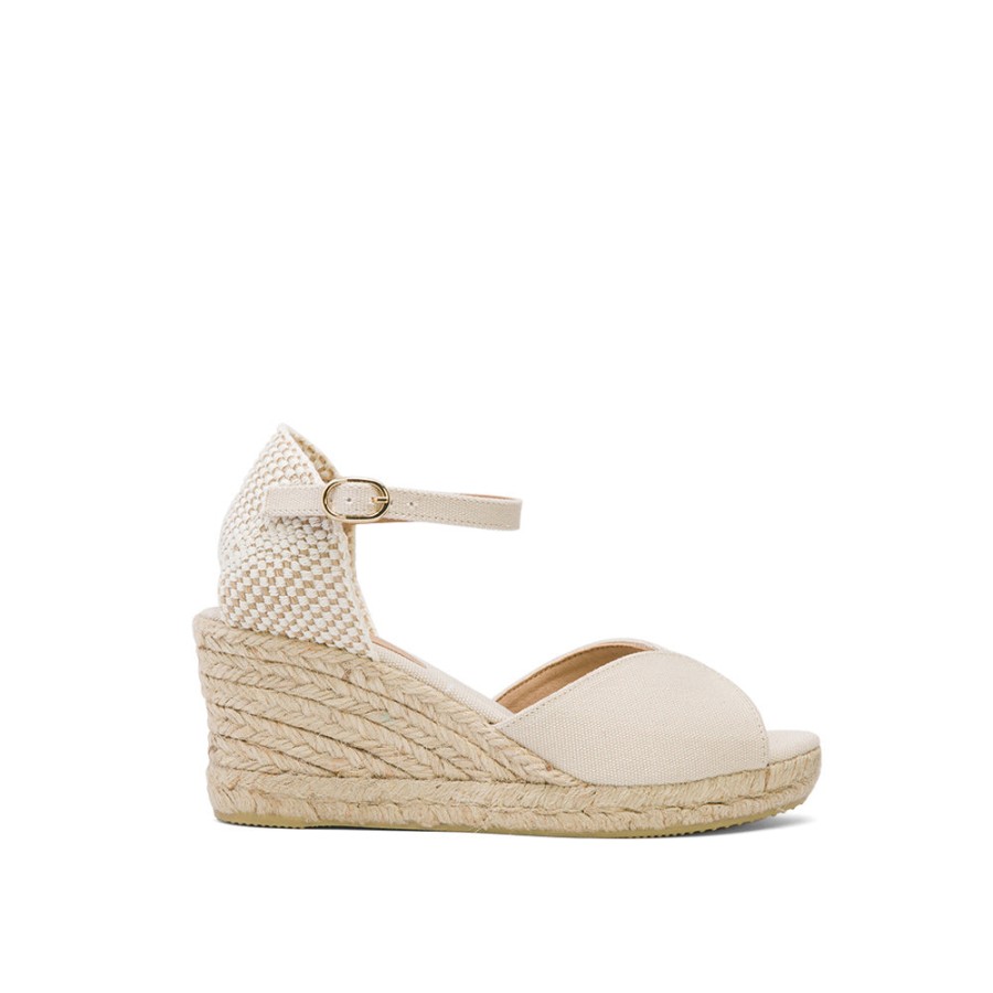 Sandals MISWEAR | White Wedge Espadrilles With Peep Toe