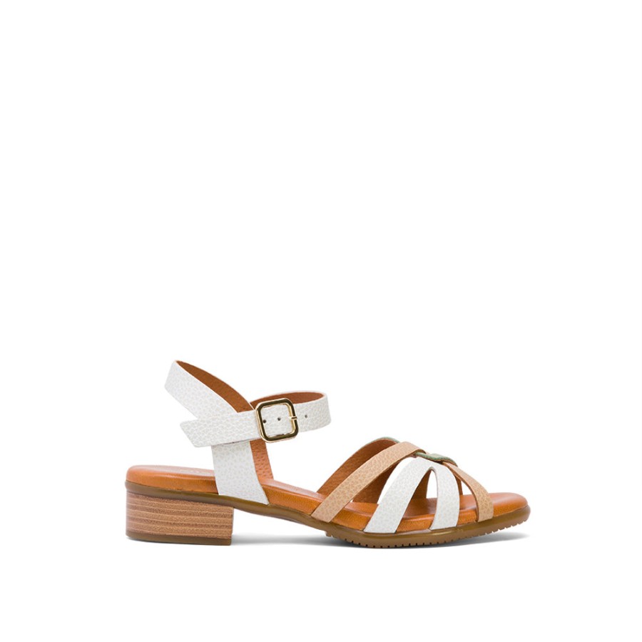 Sandals MISWEAR | White Leather Flat Sandals With Braided Strap