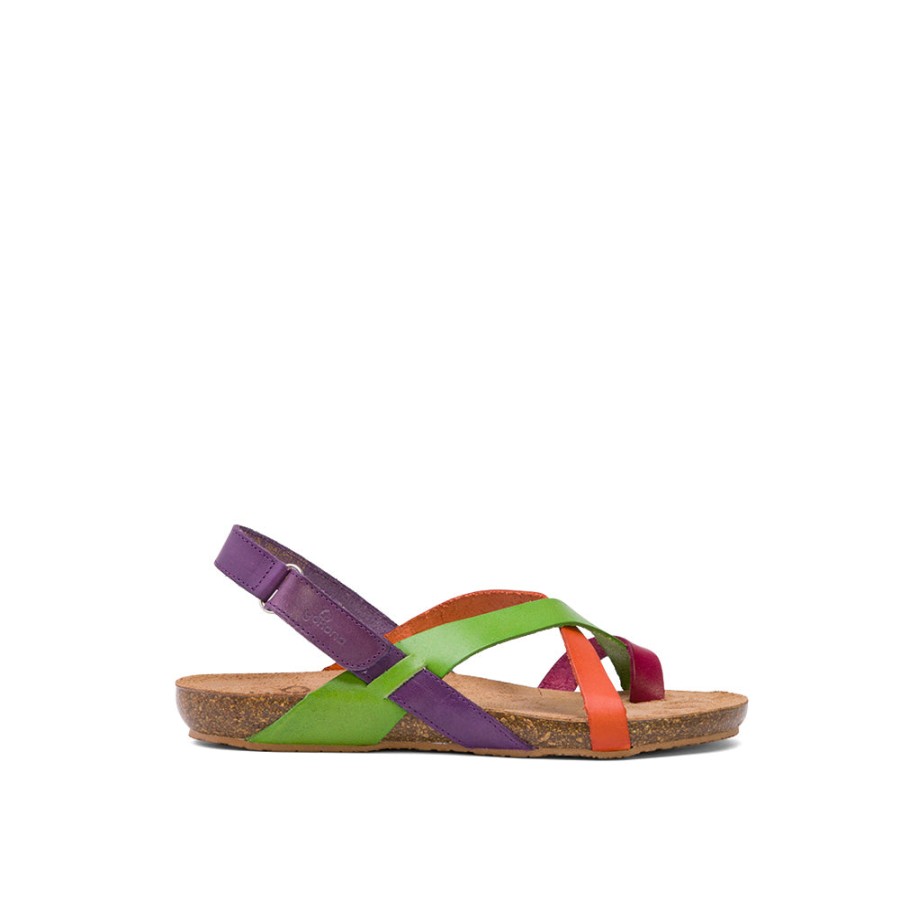 Sandals YOKONO | Multi-Color Leather Flat Sandals With Scratch Straps