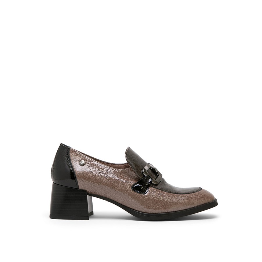 Shoes MISWEAR | Colorblock Leather Low-Heel Loafers With Horsebit