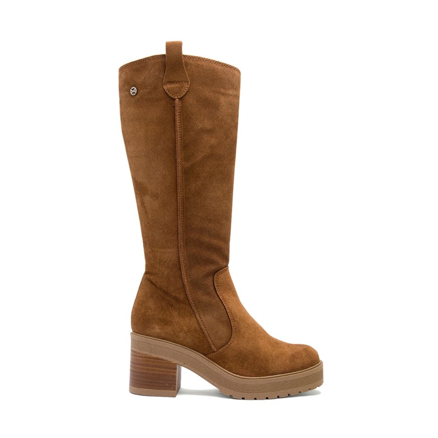 Boots PORRONET | Brown Suede Knee-High High-Heel Boots