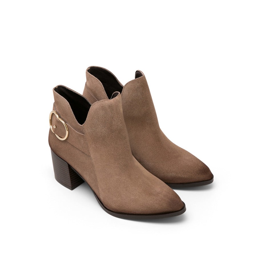 Ankle Boots MISWEAR | Light Brown Suede Ankle Boots With Side Buckle