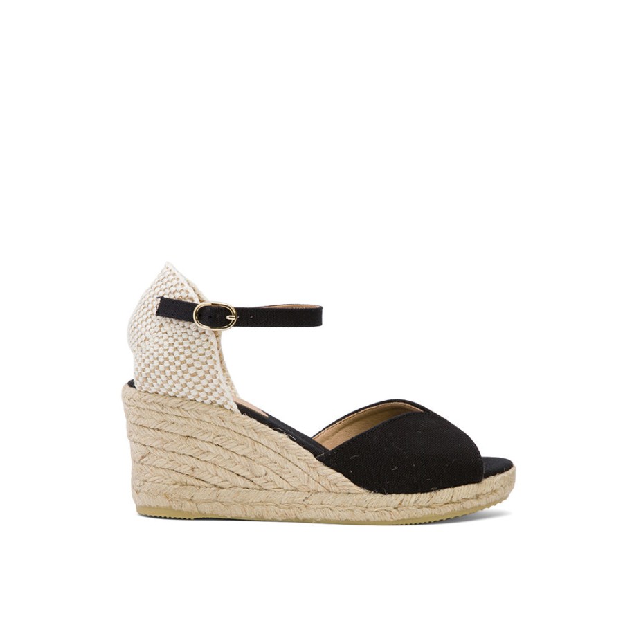 Sandals MISWEAR | Black Wedge Espadrilles With Peep Toe