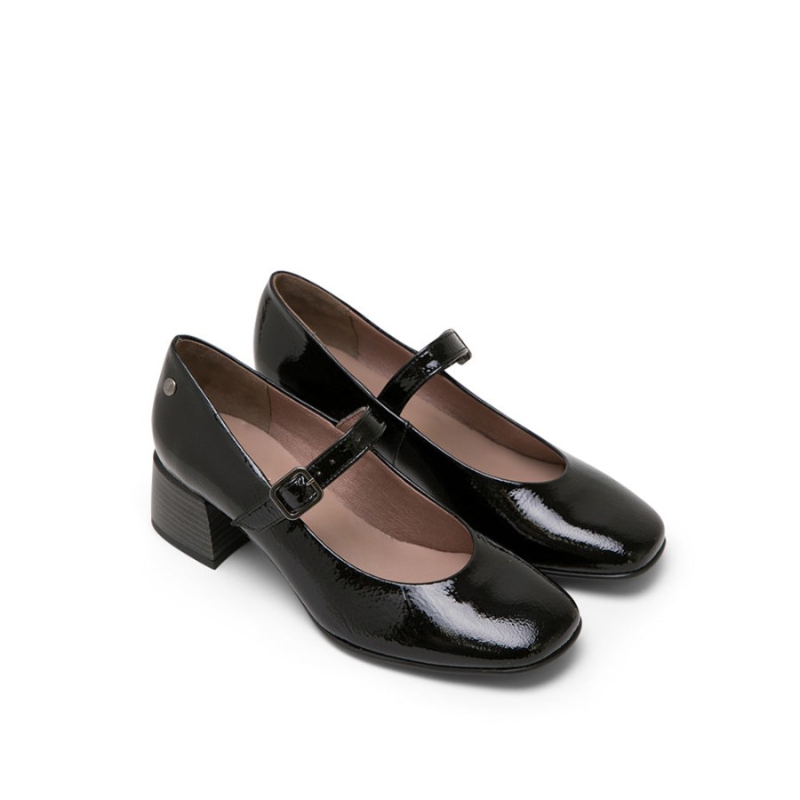 Shoes MISWEAR | Black Leather Mary Jane With Chunky Heel