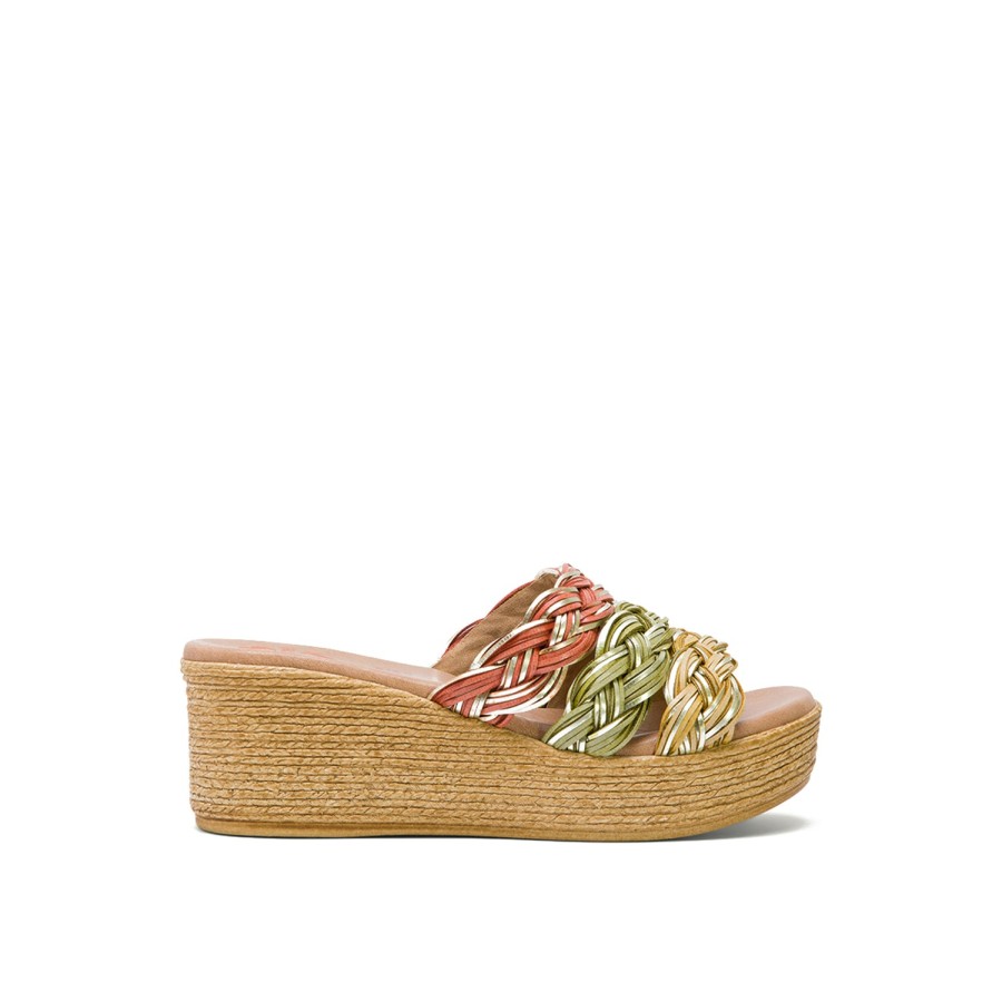 Sandals PORRONET | Multi-Color Leather Wedge Mules With Braided Strap