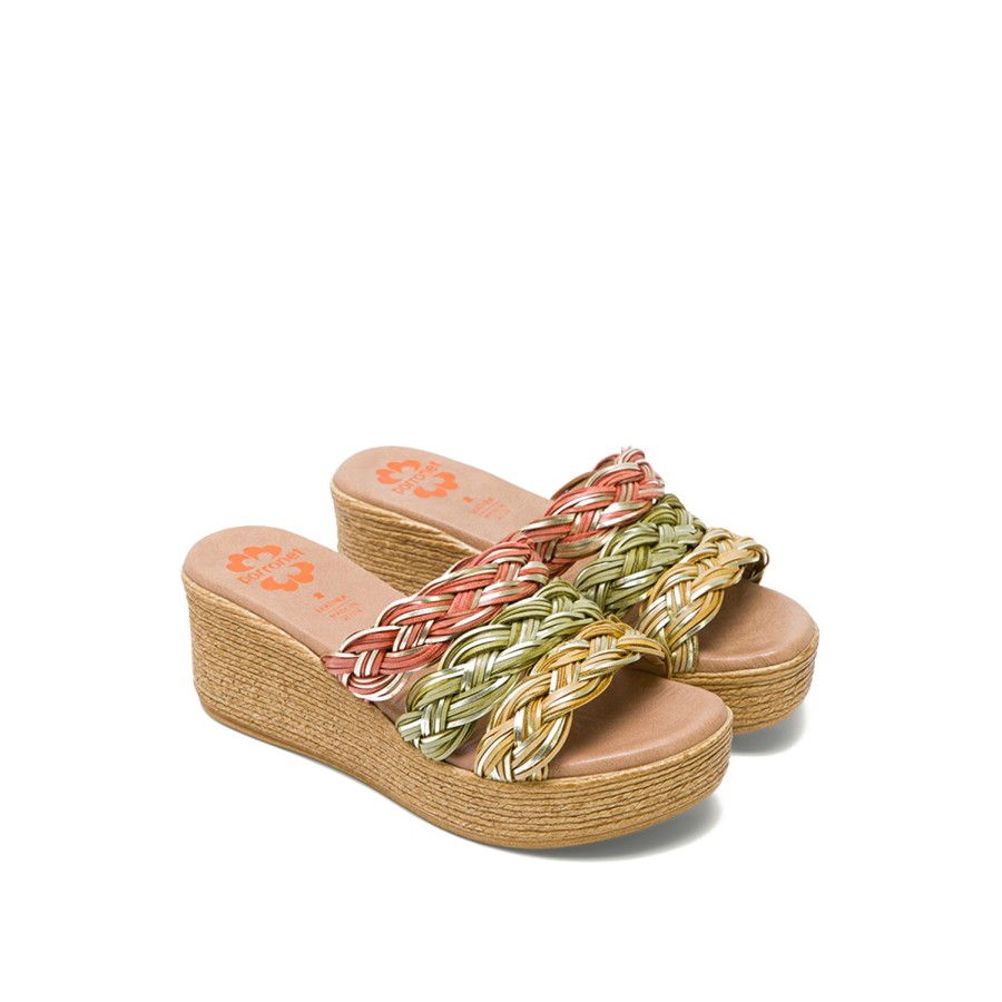 Sandals PORRONET | Multi-Color Leather Wedge Mules With Braided Strap