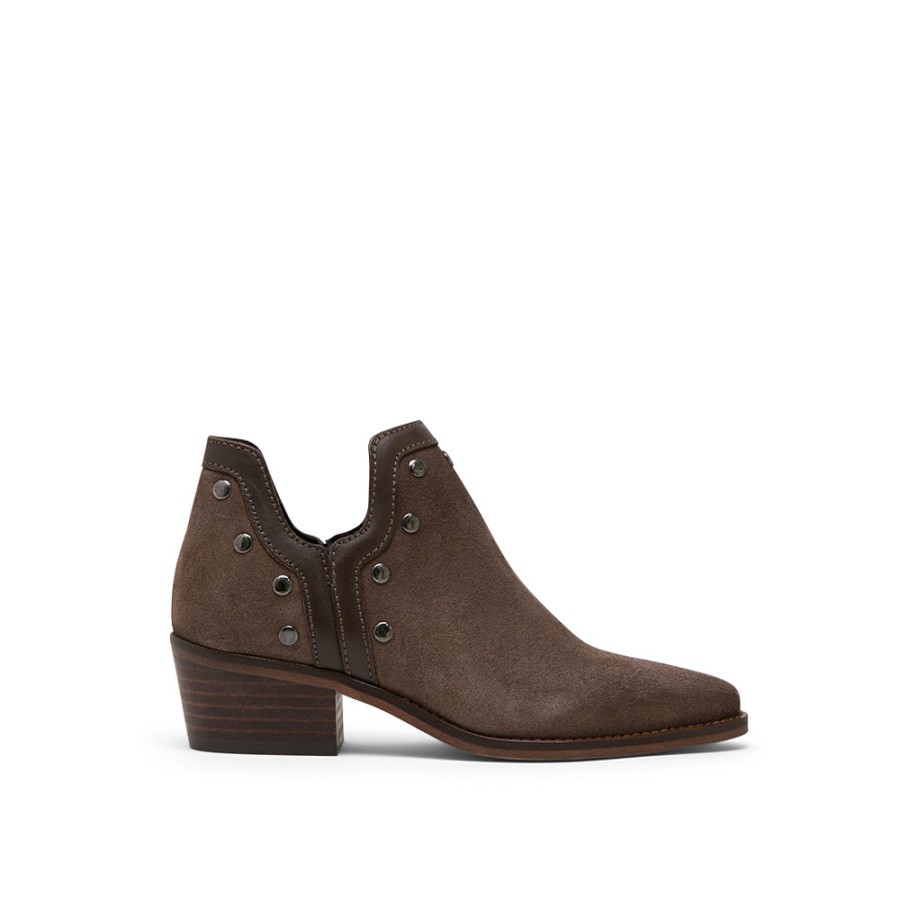 Ankle Boots LOL | Dark Brown Suede Ankle Boots With Studded