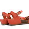 Sandals YOKONO | Coral Leather Flat Sandals With Peep Toe