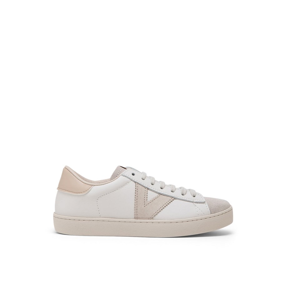 Shoes VICTORIA | Beige Grey Leather Sneakers