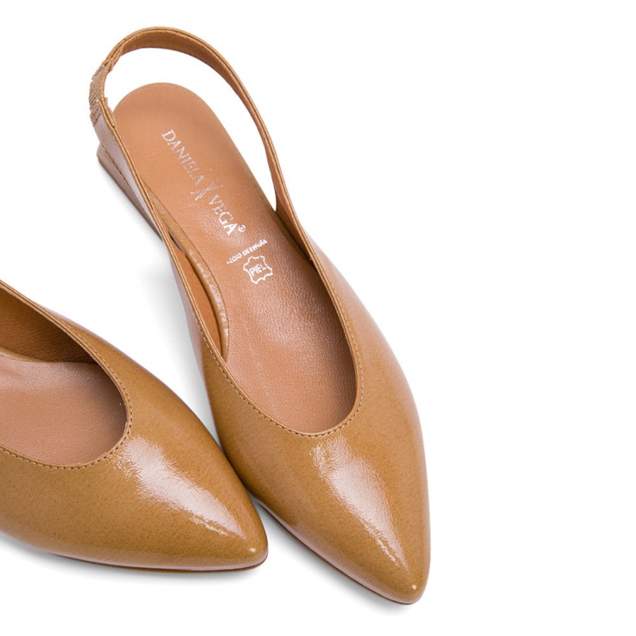 Heels DANIELA VEGA | Tan Brown Leather Slingback Flats