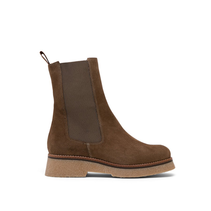 Boots MISWEAR | Brown Suede Chelsea Boots With Side Elastic