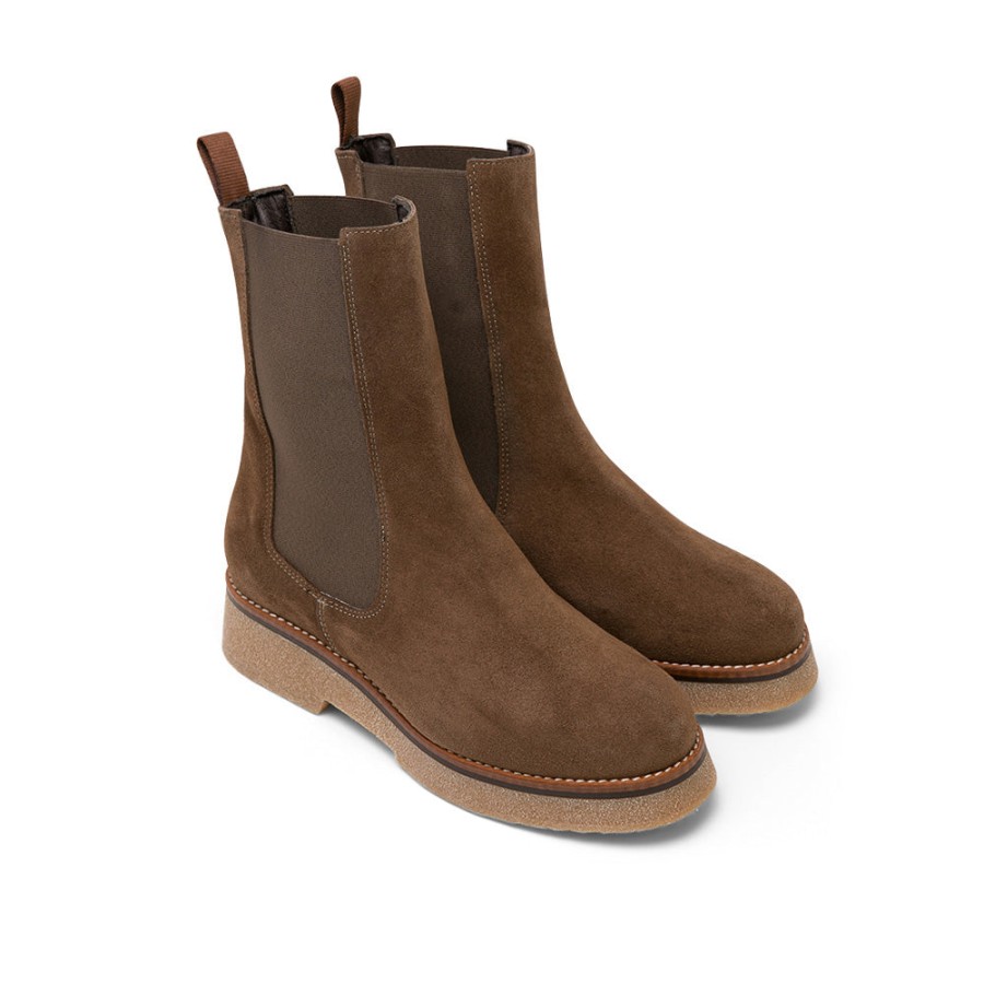 Boots MISWEAR | Brown Suede Chelsea Boots With Side Elastic