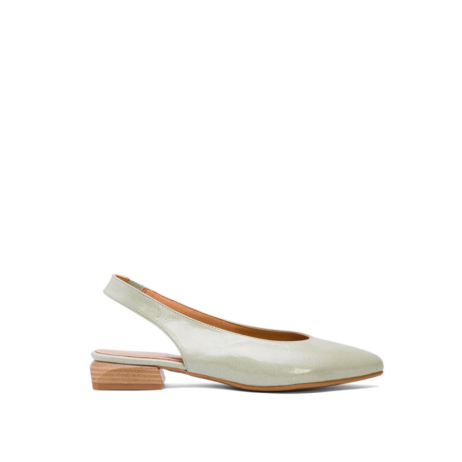 Heels DANIELA VEGA | Pearl Green Leather Slingback Flats